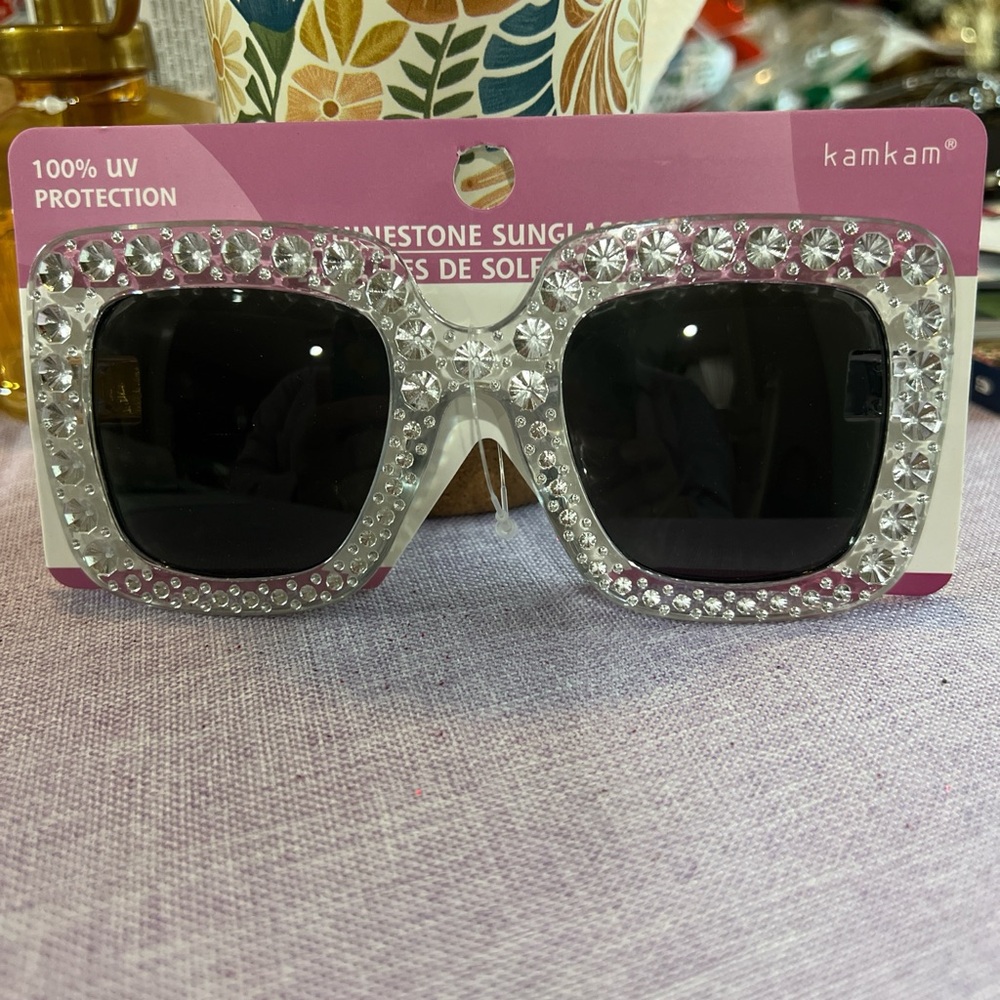 Kamkam Crystal-Trim Black Lens Sunglasses
